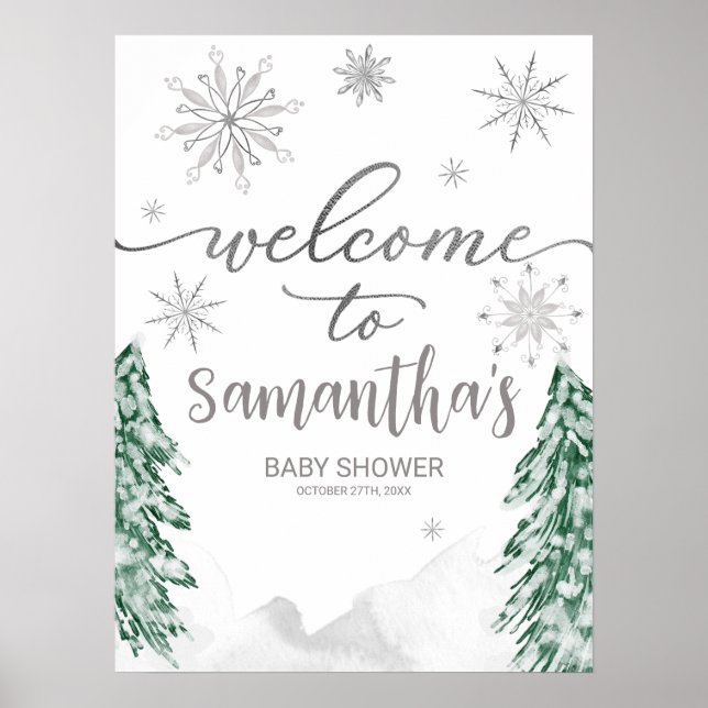 Une petite Affiche de bienvenue de Baby shower Sno (Devant)