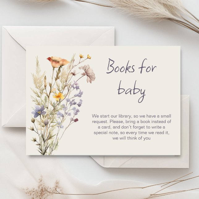 Une petite carte baby shower fille fleur sauvage (Little wildflower baby shower invitation rustic boho watercolor botanical meadow, baby in bloom)
