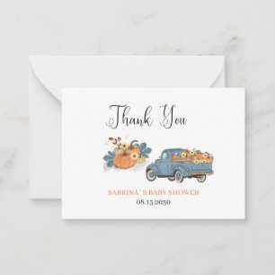 Une petite carte de note baby shower citrouille