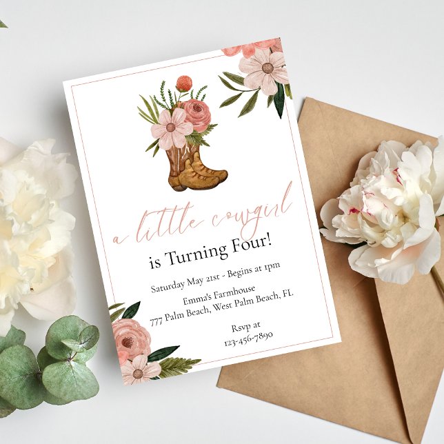 Une Petite Femme Florale Invitation Anniversaire (Créateur téléchargé)