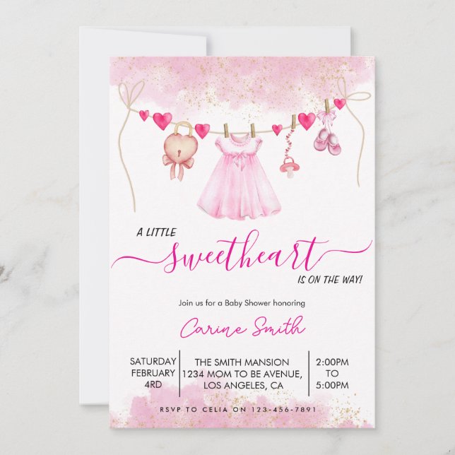 Une petite fille amoureuse Baby shower Invitation (Devant)