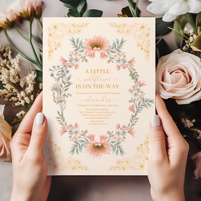 Une Petite Fleur sauvage Invitation Baby shower fi (Créateur téléchargé)