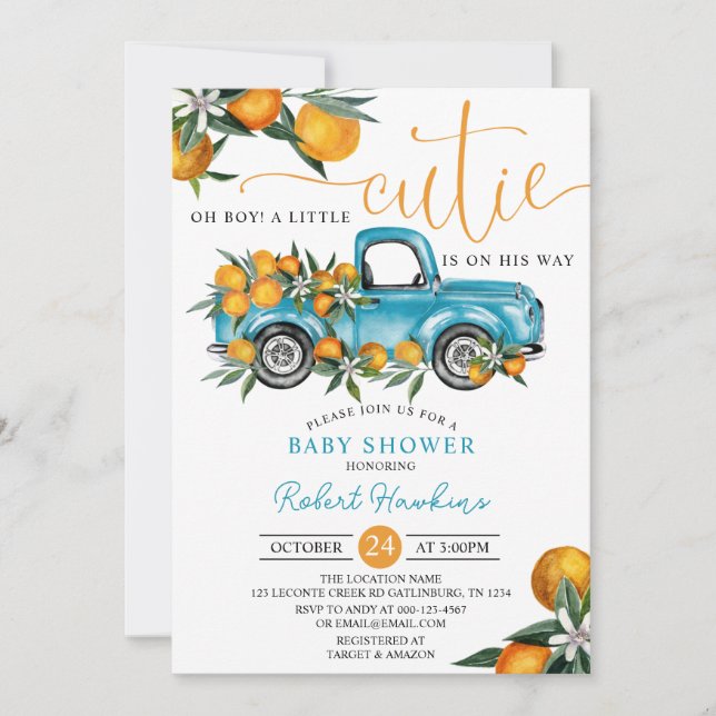 Une petite invitation au Baby shower Cutie (Devant)