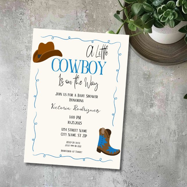 Une petite invitation au Baby shower de cowboy (Créateur téléchargé)