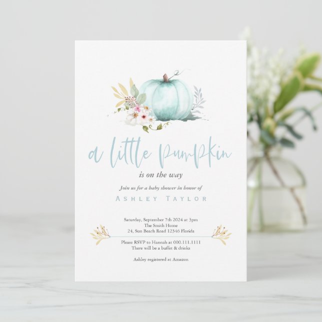 Une Petite Invitation Baby shower Citrouille (Debout devant)