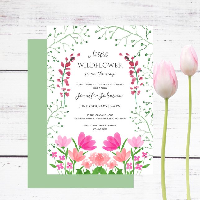 Une Petite Invitation De Baby shower Floral Fleur  (Créateur téléchargé)