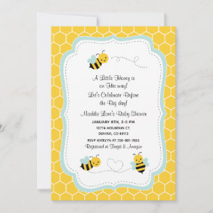 Une petite invitation de douche de bébé abeille