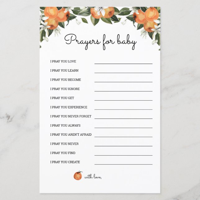 Une Petite Prière De Baby shower Pour Les Cartes B (Devant)