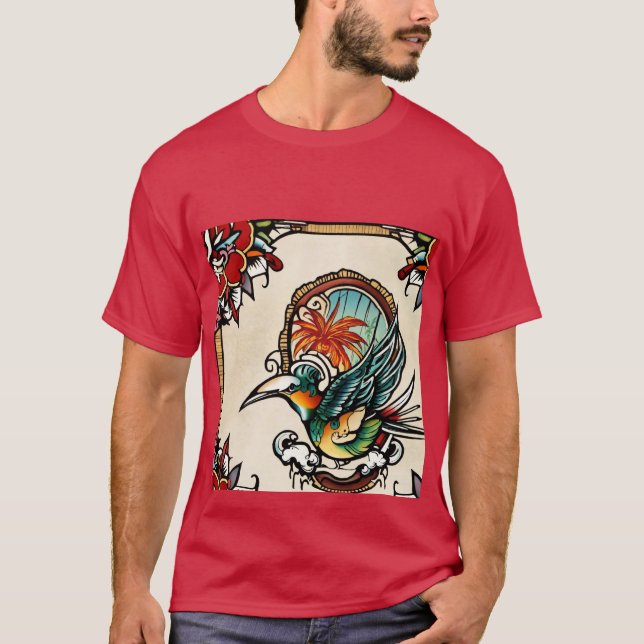 Une photo d'un oiseau est faite sur mon t-shirt (Devant)