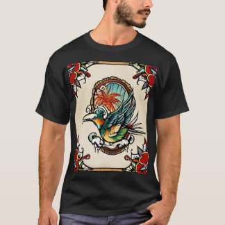 Une photo d'un oiseau est faite sur mon t-shirt