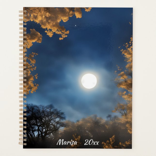 Une Pleine lune encadrée par des arbres (Devant)