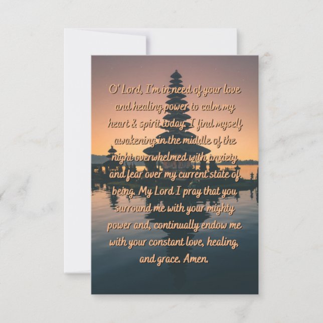 Une Prière Pour Guérir Et Réconforter Carte De Voe (Devant)