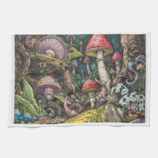 Une serviette de thé décorative en bois psychédéli