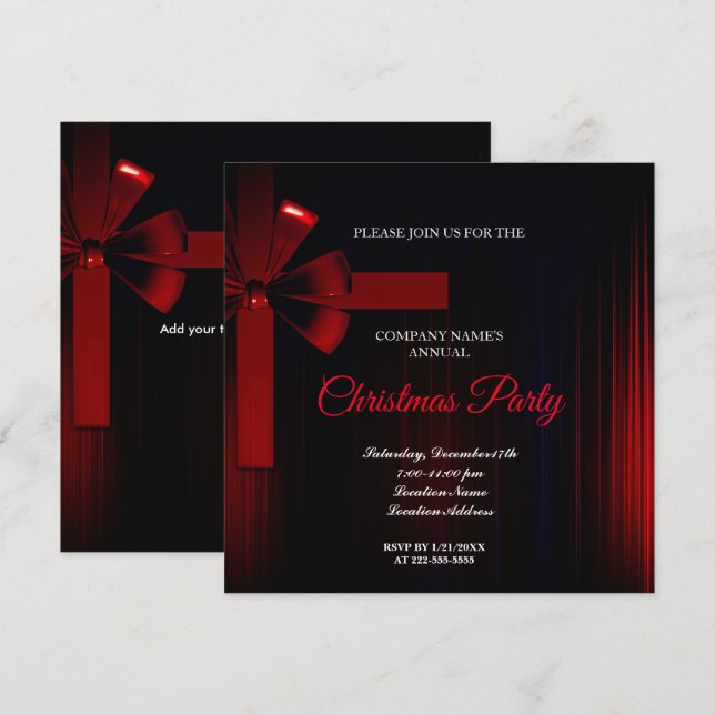 Une simple et élégante invitation à la fête de Noë (Devant / Derrière)