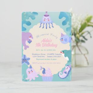 Une sirène de mer Invitation d'anniversaire