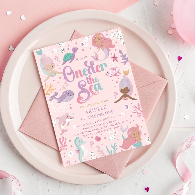 Une sirène de mer Invitation d'anniversaire (Oneder the Sea Mermaid Birthday Invitation
)