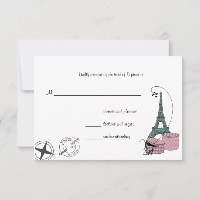 Une Soirée À Paris Carte RSVP Arrière - plan Perso (Devant)