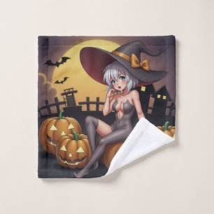 Une sorcière d'Halloween aux yeux verts sur Jack-O