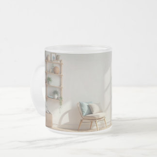 une tasse avec vue sur le salon de la maison