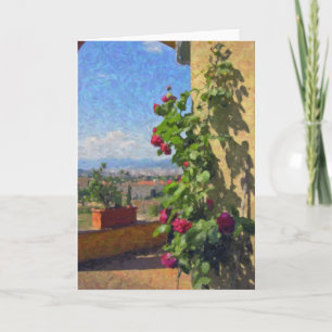 "Une terrasse, cartes de voeux de la Toscane"