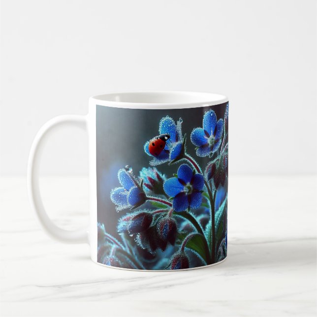 "Une touche de bleu : Elégante Mug Florale" (Gauche)