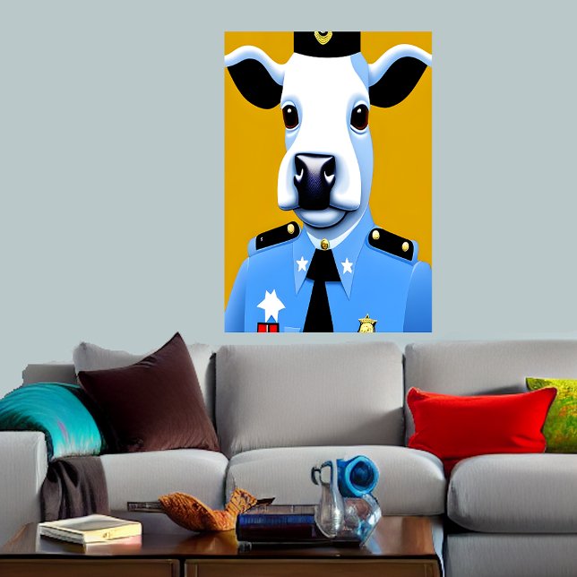 Une vache en uniforme de police | AI Art Poster (Créateur téléchargé)