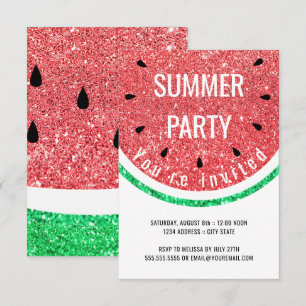 unechter Glitter-Wassermelonen-Sommerparty Einladung