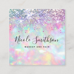 Unechtes Glitter-Opal-Design quadratische Visitenk Visitenkarte