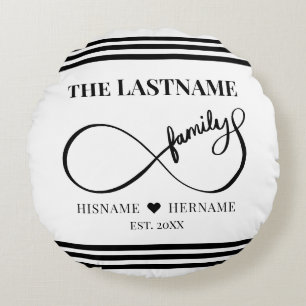 Unendlich Personalisiert Familienname und Est. Dat Rundes Kissen