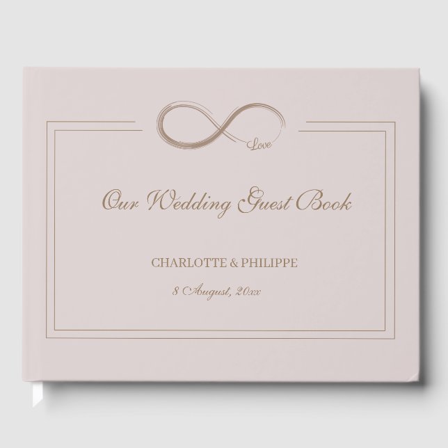 Unendlich Symbol Dusty Pink Gray Gold Hochzeit Gästebuch (Vorderseite)