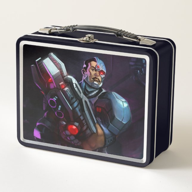 Unendliche Cyborg-Illustration Metall Brotdose (Vorderseite)