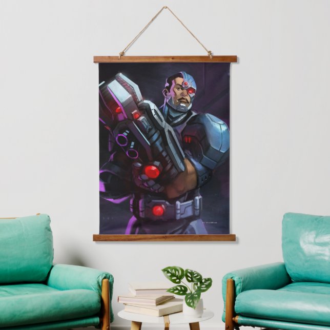 Unendliche Cyborg-Illustration Wandteppich Mit Holzrahmen (Wohnzimmer)
