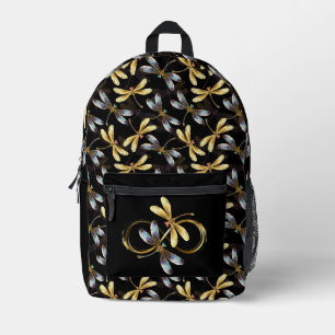 Unendliche goldene Libellen Bedruckter Rucksack