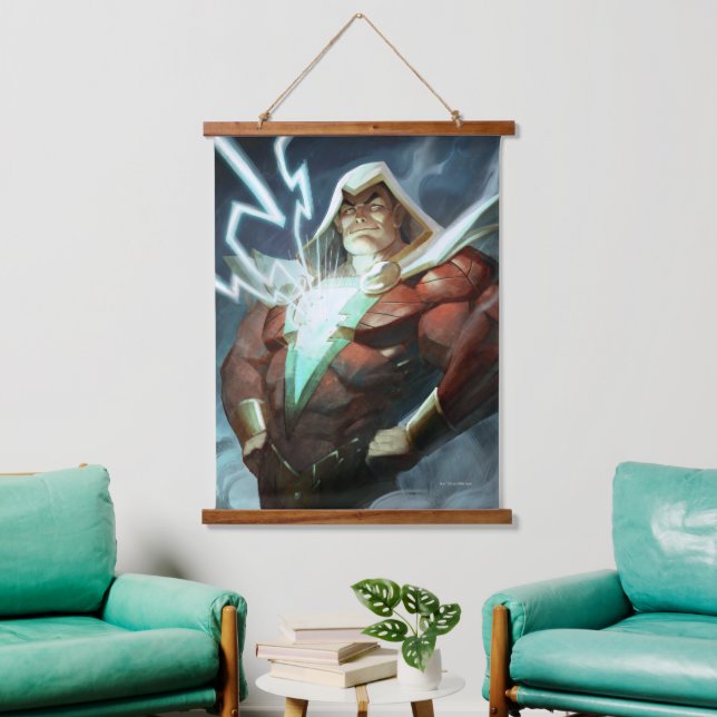 Unendliche Krise Shazam Illustration Wandteppich Mit Holzrahmen (Wohnzimmer)