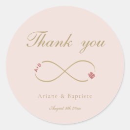 Unendliche Liebe Doppeltes Glück Blush Danke Runder Aufkleber