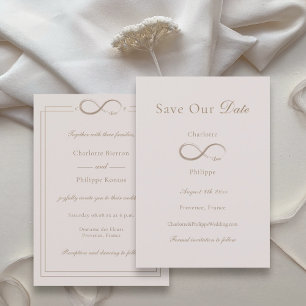 Unendliche Liebe Hellrosa Save Our Date Hochzeit  Einladung