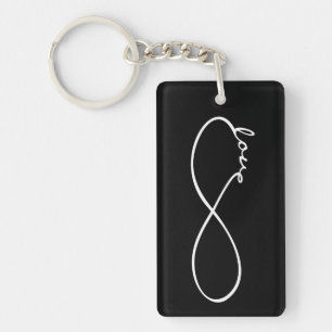 Unendliche Liebe Lemniscate weiß + Ihr Backgr. Schlüsselanhänger