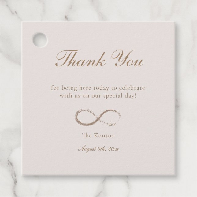 Unendliche Liebe Light Pink Danke Hochzeit Geschenkanhänger (Vorderseite)