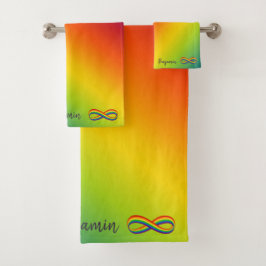 Unendliche Liebe Symbol Rainbow Cool Unendlichkeit Badhandtuch Set