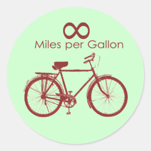 Unendliche Meilen pro Gallon-Bike-Aufkleber Runder Aufkleber