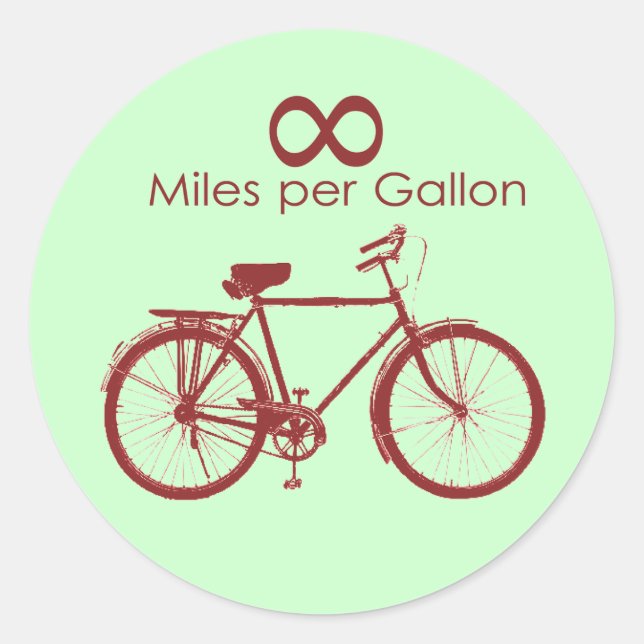 Unendliche Meilen pro Gallon-Bike-Aufkleber Runder Aufkleber (Vorderseite)