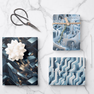 Unendliche Reflektionen: 3D Mirror World Design Geschenkpapier Set