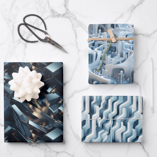 Unendliche Reflektionen: 3D Mirror World Design Geschenkpapier Set (Vorderseite)