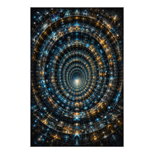 Unendlicher Kosmischer Mikro-Mosaik-Tunnel 3D-Post Fotodruck