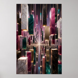 Unendlicher schwebender Monolith-Korridor-Wandkuns Poster