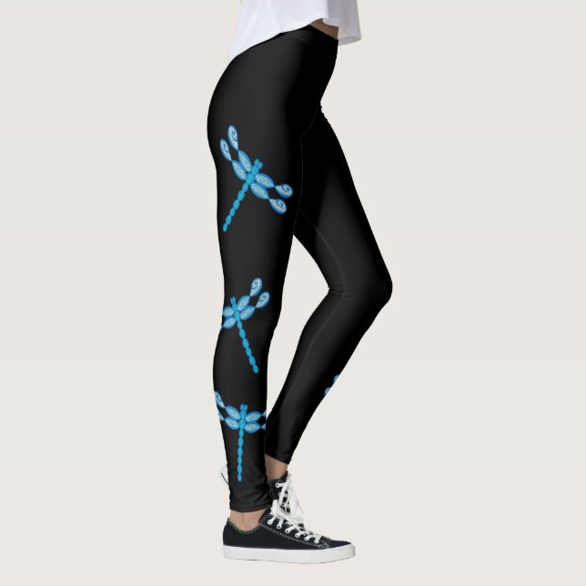 Unendliches Dragonfly-blaues Design Leggings (Rechts)