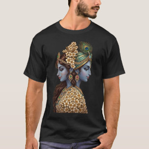 Unendliches Kosmos Radha Krishna Göttliche Kunst R T-Shirt