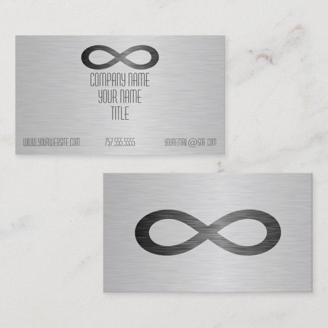 Unendliches Symbol auf Imitaten Metalltextur von S Visitenkarte (Vorne/Hinten)