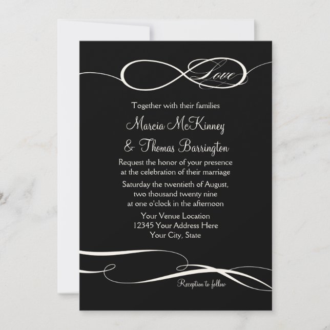 Unendliches Symbol für unendliche Liebe Hochzeiten Einladung (Vorderseite)