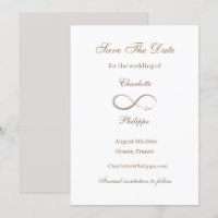 Unendliches Symbol Gold White Save the Date Hochze